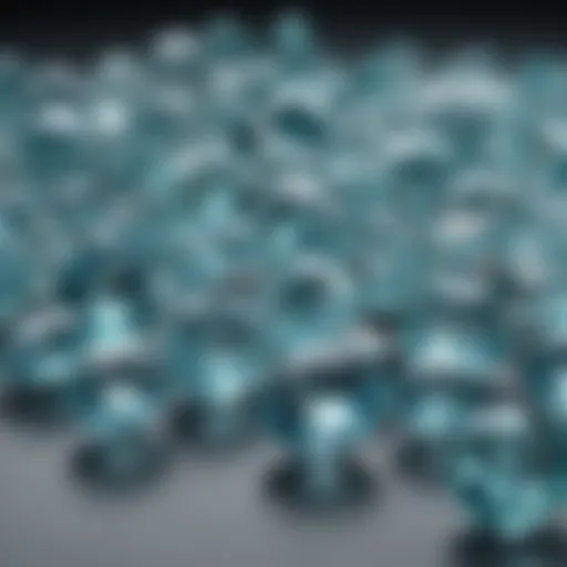 Close-up view of loose aquamarine gemstones showcasing their clarity and color.