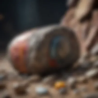 A close-up of a rock tumbler in action, with colorful stones inside