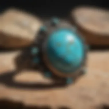 Turquoise stones displayed in an artisan jewelry setting