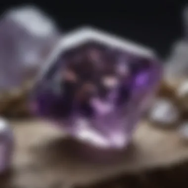 An amethyst with a diamond-like appearance under natural light.