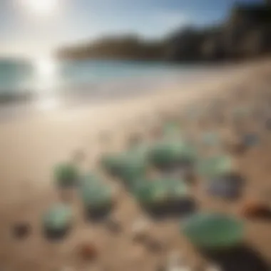 Picturesque Beach View with Sea Glass A picturesque view of a Bermuda beach with sea glass glistening under the sun.