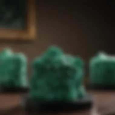 A beautifully displayed collection of malachite carvings