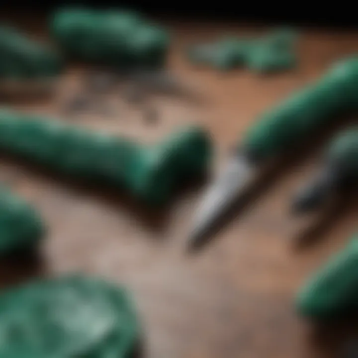 Tools used in malachite carving arranged artistically