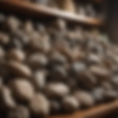 A collector’s shelf filled with an array of well-preserved rocks