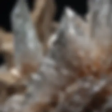 A close-up view of cryptocrystalline quartz displaying intricate patterns.