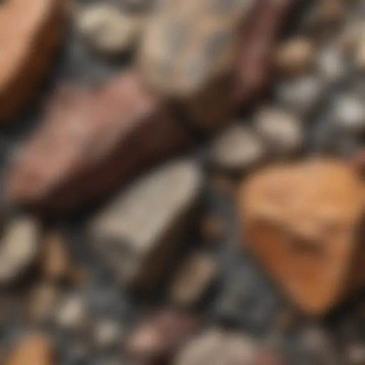 A close-up of metamorphic rocks revealing intricate patterns formed under pressure.