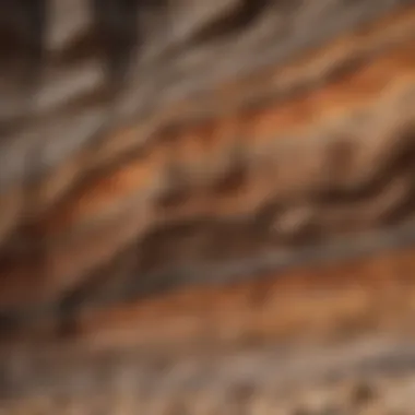 Layers of sedimentary rocks illustrating the process of deposition over time.