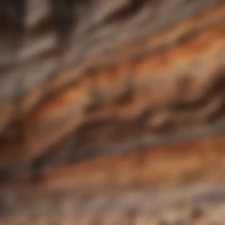 Layers of sedimentary rocks illustrating the process of deposition over time.