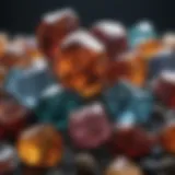 Close-up view of polished tumbling rough gemstones showcasing their colors and textures.