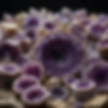 Diversity of Amethyst Geodes A collection of various-sized amethyst geodes, highlighting their diversity