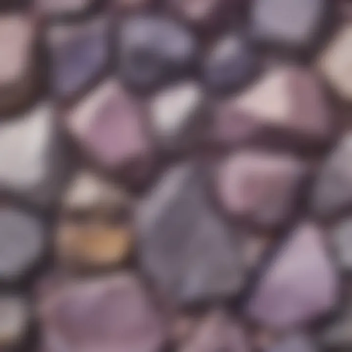 Close-up view of purple quartzite rock showcasing its unique texture and color variations