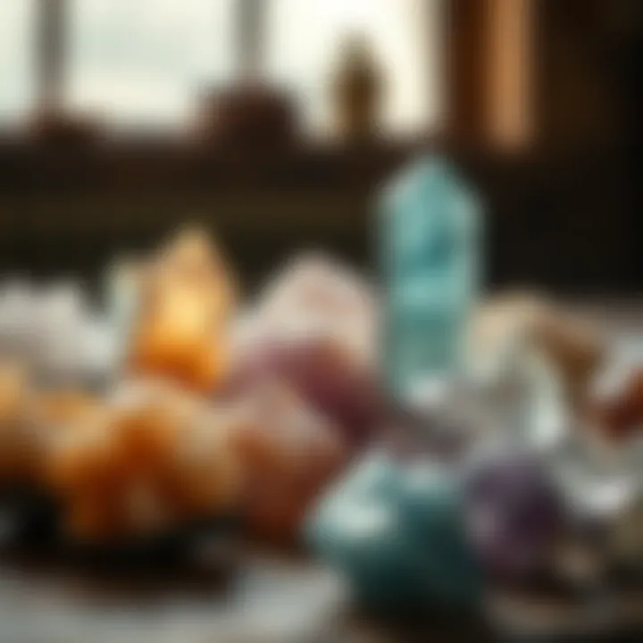 A collection of ethically sourced crystals displayed artistically, emphasizing sustainability