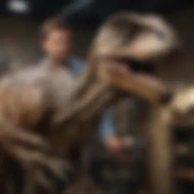 Collector with Lifesize Raptor Model Collector showcasing a lifesize raptor model