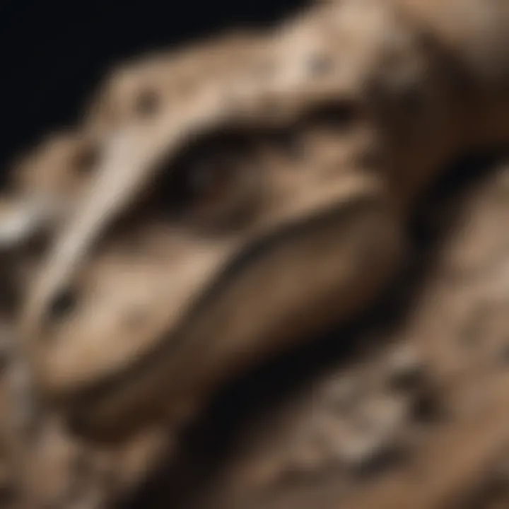 Close-up of raptor fossils showcasing details