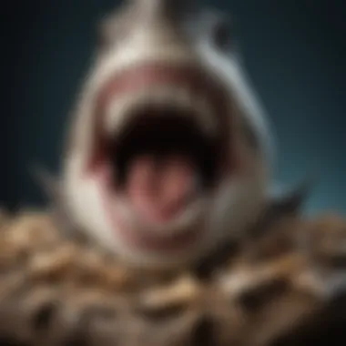 An illustration depicting various species of prehistoric sharks known for their large teeth.