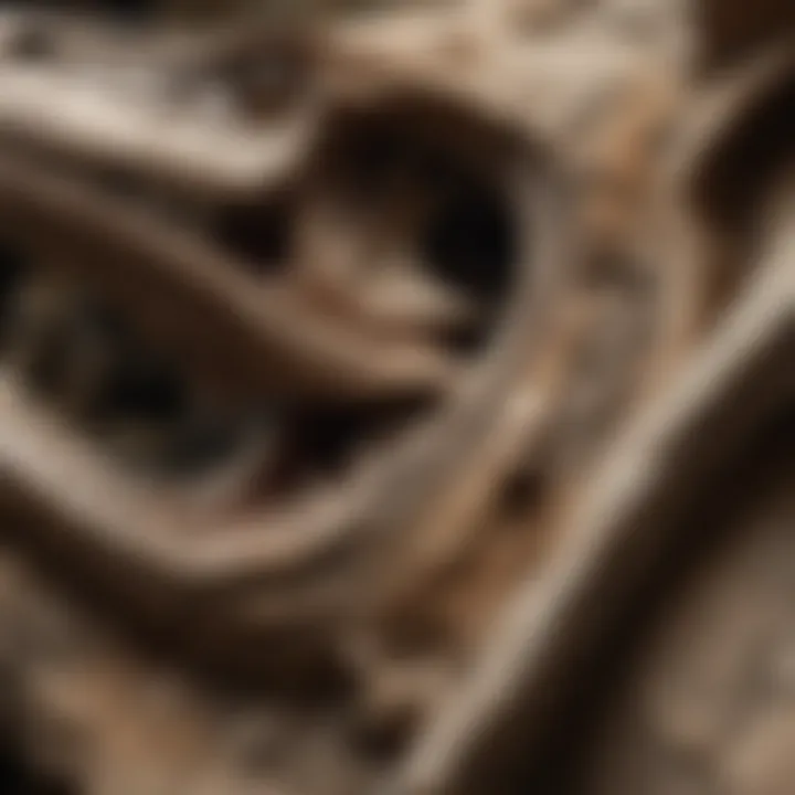 Close-up of pterodactyl fossil features highlighting unique characteristics