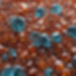 A close-up view of zircon crystals showcasing their unique color variations.