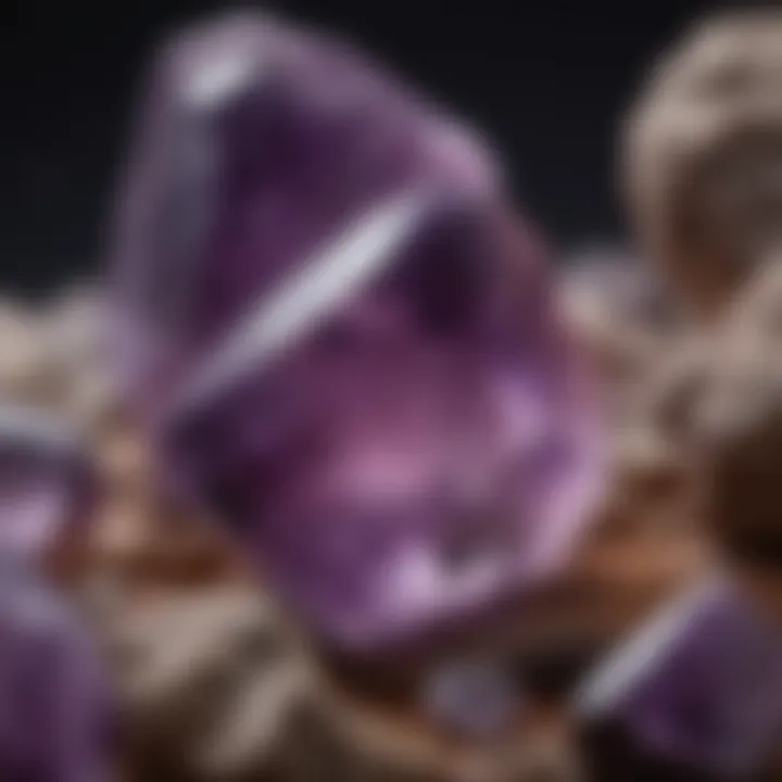 Close-up of a stunning amethyst quartz displaying rich purple hues.