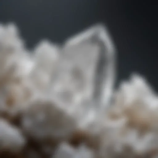 Close-up view of white quartz crystal showcasing its unique clarity and structure