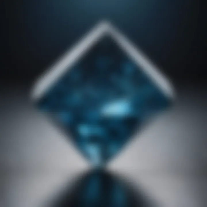 Rare blue diamond highlighting its exquisite brilliance