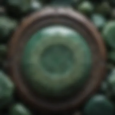 Close-up of a jade stone highlighting its intricate patterns and hues