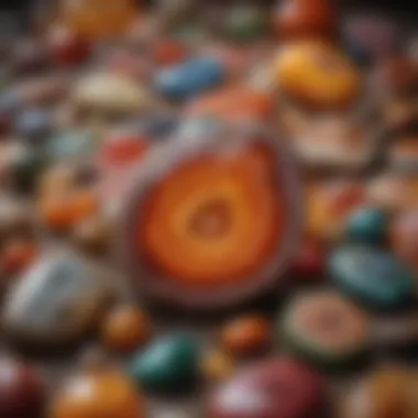 Various types of agate displayed in a natural setting
