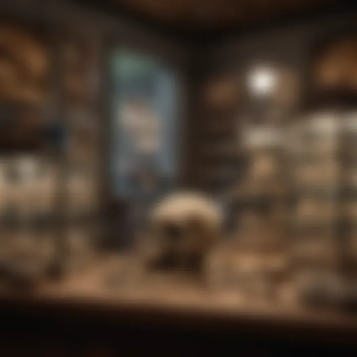 An overview of a fossil shop filled with various displays