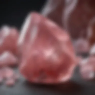 Close-up of a stunning pink quartz crystal