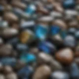 Close-up of tumbled labradorite showcasing its mesmerizing play of colors
