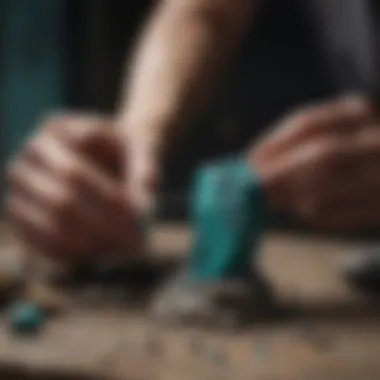 Artisan crafting a unique turquoise piece showcasing traditional techniques