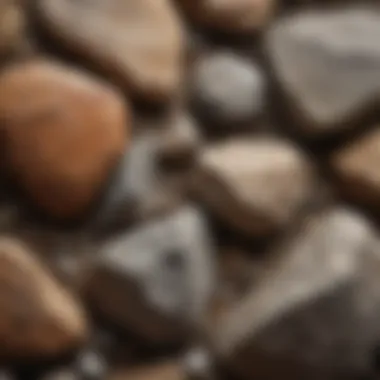 Close-up view of a unique unpolished rock displaying distinct mineral formations.