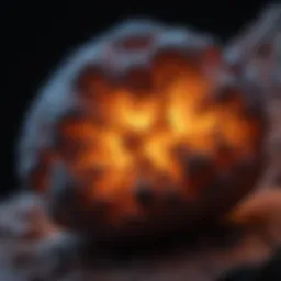 A vibrant Yooperlite specimen glowing under UV light