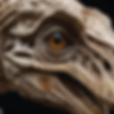 Intricate Features of the Velociraptor Skull Replica A detailed view of a velociraptor skull replica showcasing its intricate features