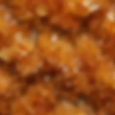Unique Textures of Yellowish Orange Crystals Close-up view of yellowish orange crystal formations showcasing unique textures