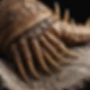 Intricate Structure of a Fossilized Raptor Claw Close-up of a fossilized raptor claw highlighting its intricate structure