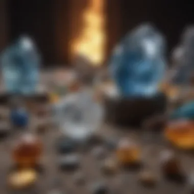 Exquisite Crystal Collection Showcase A well-organized collection of crystal rocks displayed in a showcase