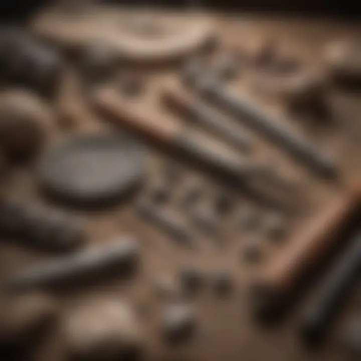 Illustration of fossil collection tools used by enthusiasts