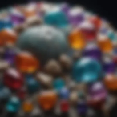 Marine Gemstones: A Kaleidoscope of Colors Display of various marine gemstones with oceanic background