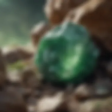 Geological Formation of Green Minerals A geological formation rich in various green minerals