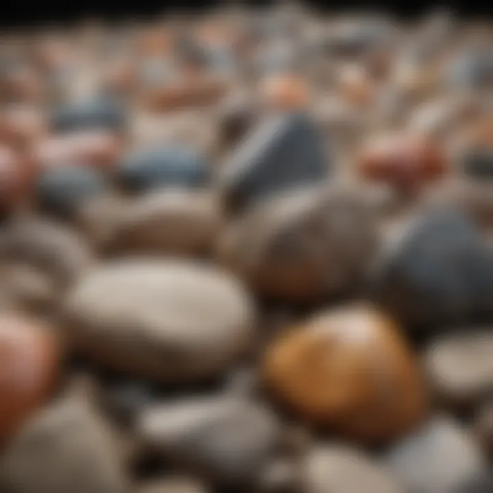 Close-up of different rock types arranged artistically.