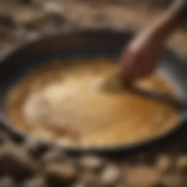 Close-up of the techniques used in gold panning