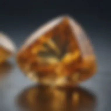 A close-up view of a golden topaz stone showcasing its clarity and brilliance.