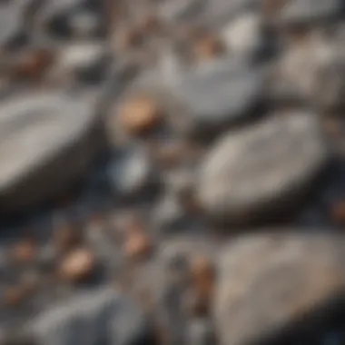 A close-up view showcasing the intricate textures and patterns of granite rock.