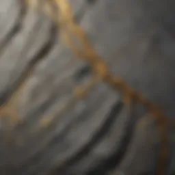 Stunning close-up of granite featuring gold veins