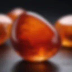 Close-up view of a polished carnelian stone showcasing its vibrant hues