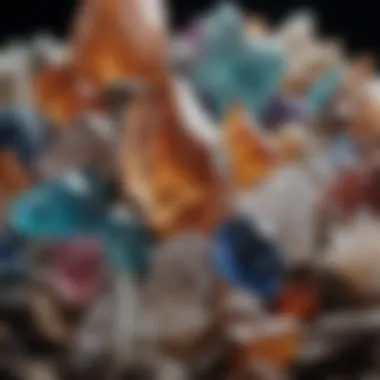 Diverse Crystals Display A close-up view of various crystals showcasing their unique colors and textures