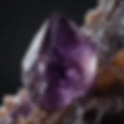 Close-up of a genuine amethyst crystal showcasing its deep purple hues and natural facets