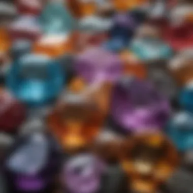 Close-up of various gemstones showcasing their unique colors