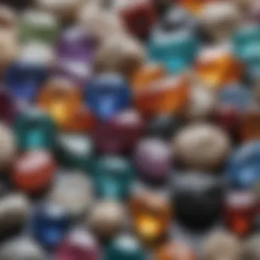 Diverse Gemstone Collection Close-up of various gemstones showcasing their unique colors and textures