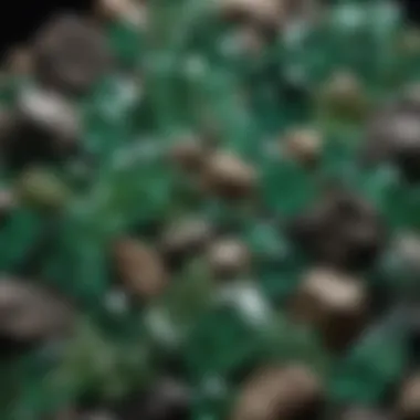 Diverse Collection of Green Crystals A collection of various green crystals displayed in an elegant arrangement
